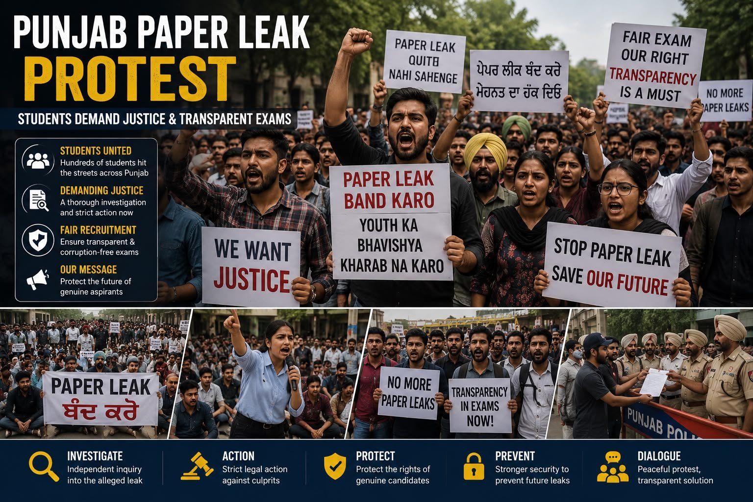 Punjab Paper Leak Protest: Students Demand Fair Recruitment and Transparent Examinations